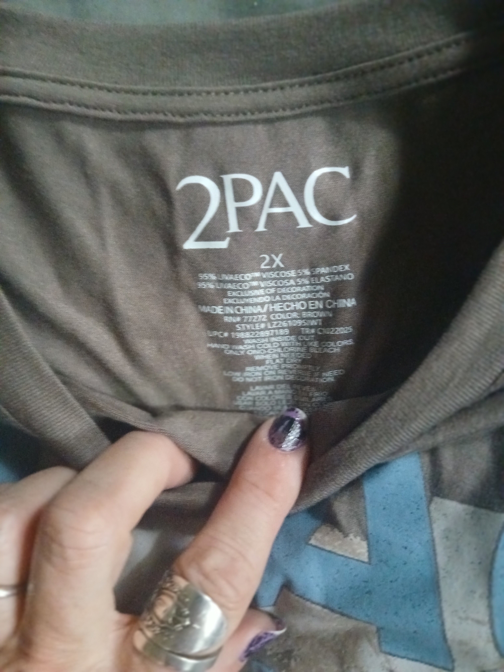 Blue Graphic Men’s T-Shirt - Tupac Design - Picture 2 of 2